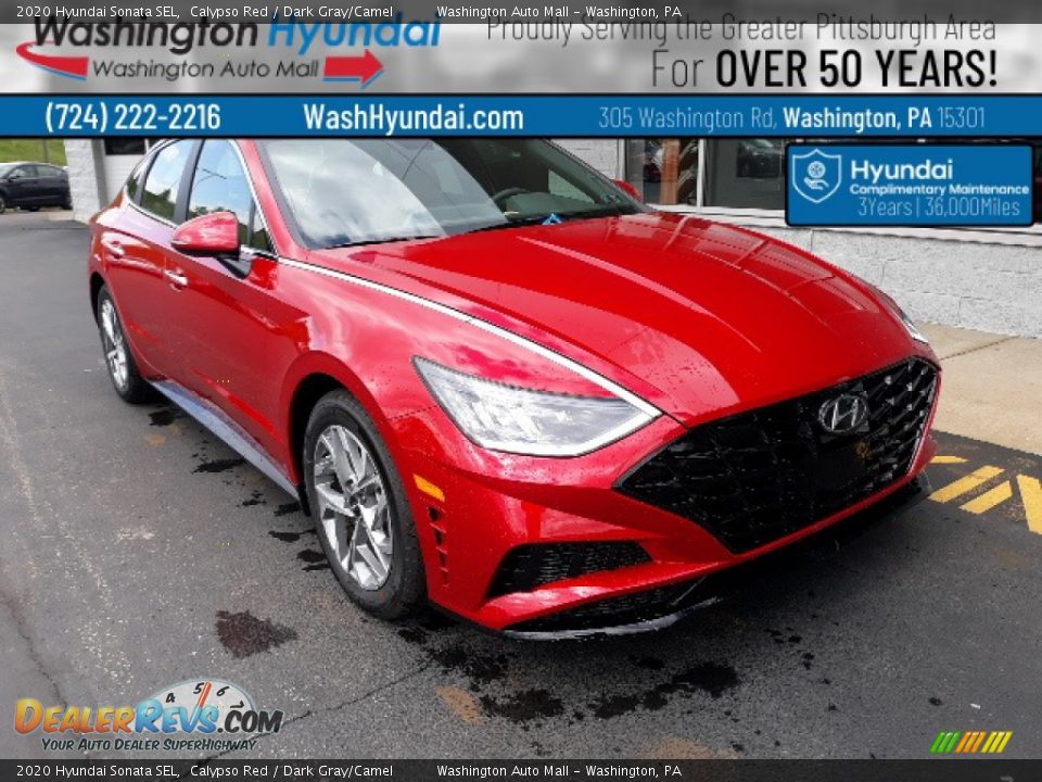 2020 Hyundai Sonata SEL Calypso Red / Dark Gray/Camel Photo #1