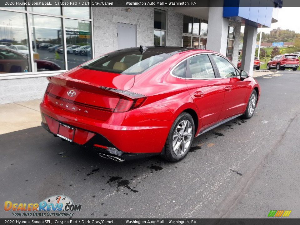 2020 Hyundai Sonata SEL Calypso Red / Dark Gray/Camel Photo #3