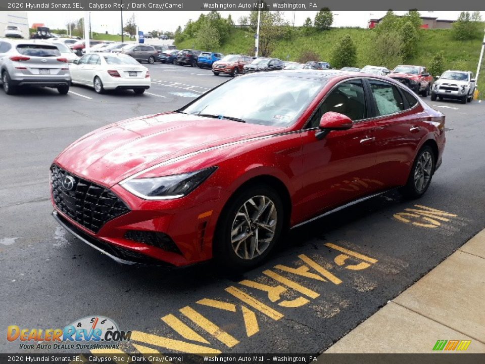 2020 Hyundai Sonata SEL Calypso Red / Dark Gray/Camel Photo #6