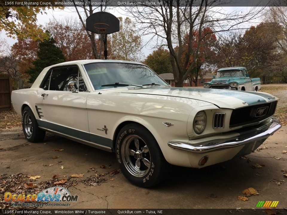 1966 Ford Mustang Coupe Wimbledon White / Turquoise Photo #1