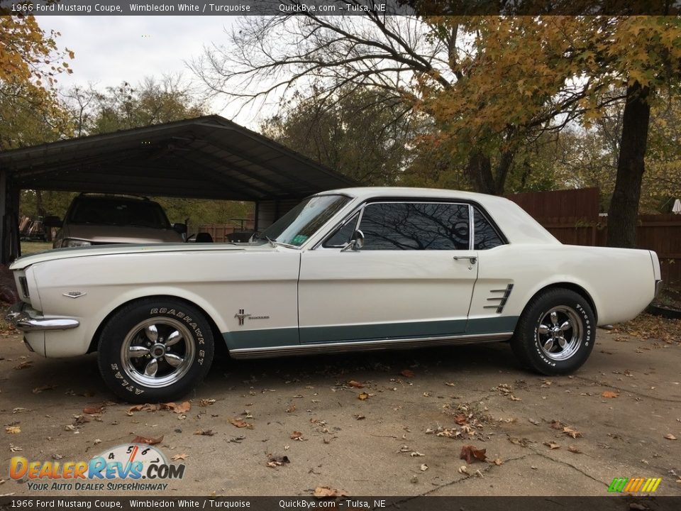 1966 Ford Mustang Coupe Wimbledon White / Turquoise Photo #3