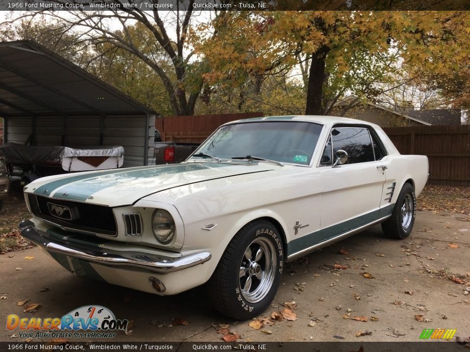 1966 Ford Mustang Coupe Wimbledon White / Turquoise Photo #4