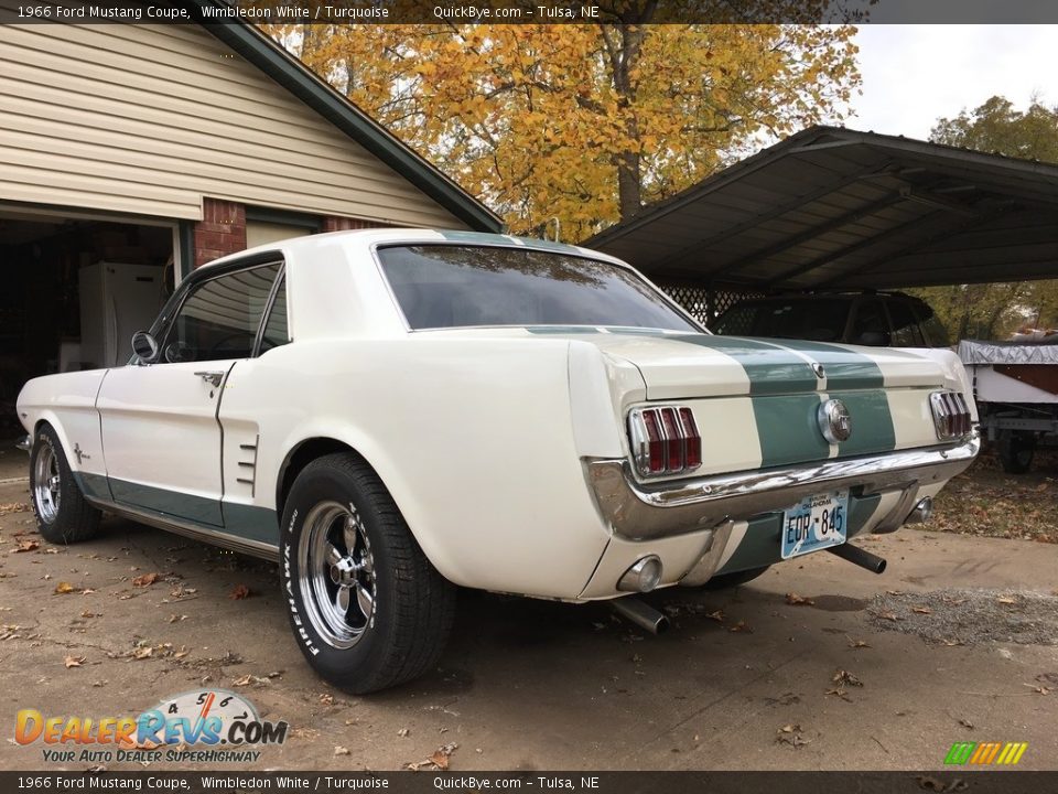 1966 Ford Mustang Coupe Wimbledon White / Turquoise Photo #6