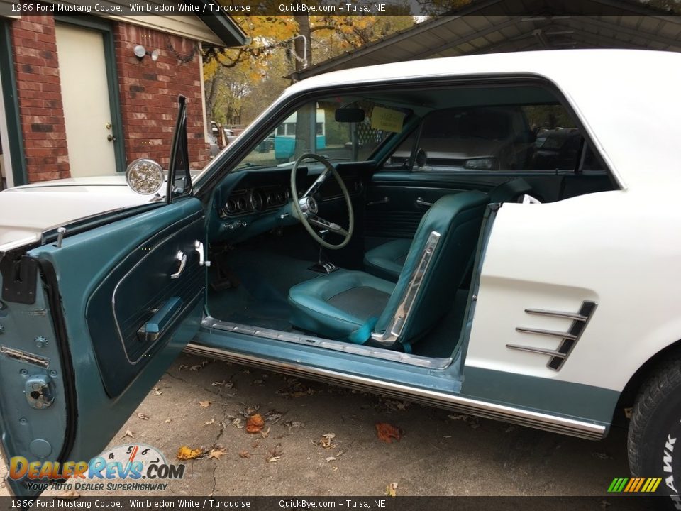 1966 Ford Mustang Coupe Wimbledon White / Turquoise Photo #7