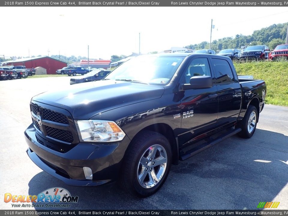2018 Ram 1500 Express Crew Cab 4x4 Brilliant Black Crystal Pearl / Black/Diesel Gray Photo #1