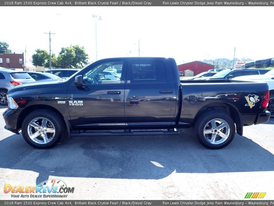 2018 Ram 1500 Express Crew Cab 4x4 Brilliant Black Crystal Pearl / Black/Diesel Gray Photo #3