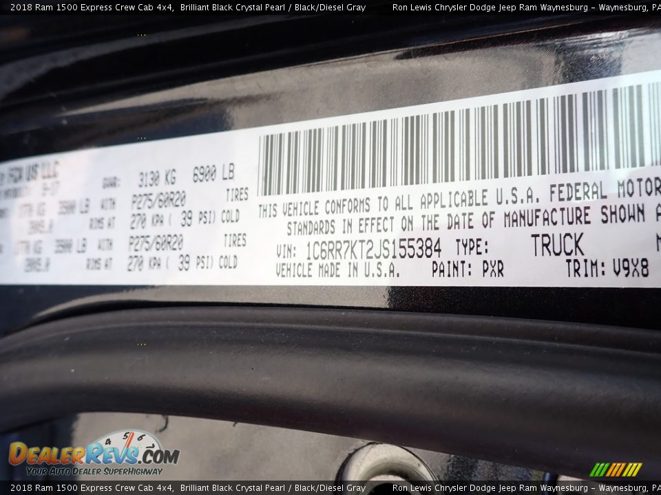 2018 Ram 1500 Express Crew Cab 4x4 Brilliant Black Crystal Pearl / Black/Diesel Gray Photo #16