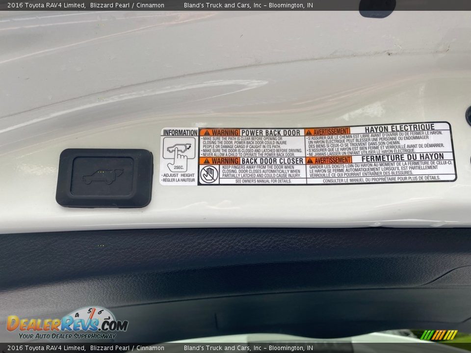 2016 Toyota RAV4 Limited Blizzard Pearl / Cinnamon Photo #12