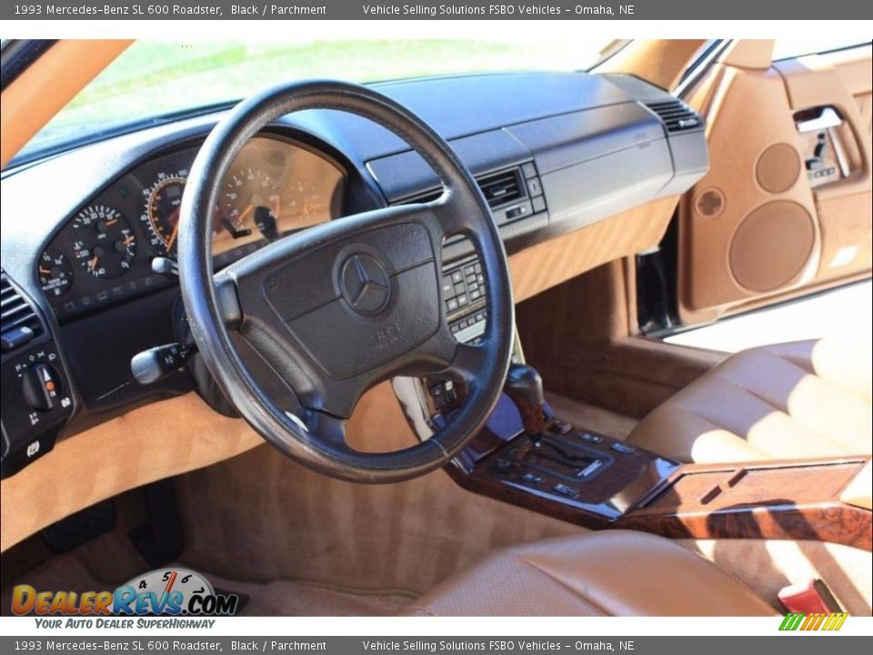 1993 Mercedes-Benz SL 600 Roadster Black / Parchment Photo #17