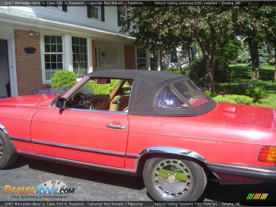 1987 Mercedes-Benz SL Class 560 SL Roadster Cabernet Red Metallic / Palomino Photo #3