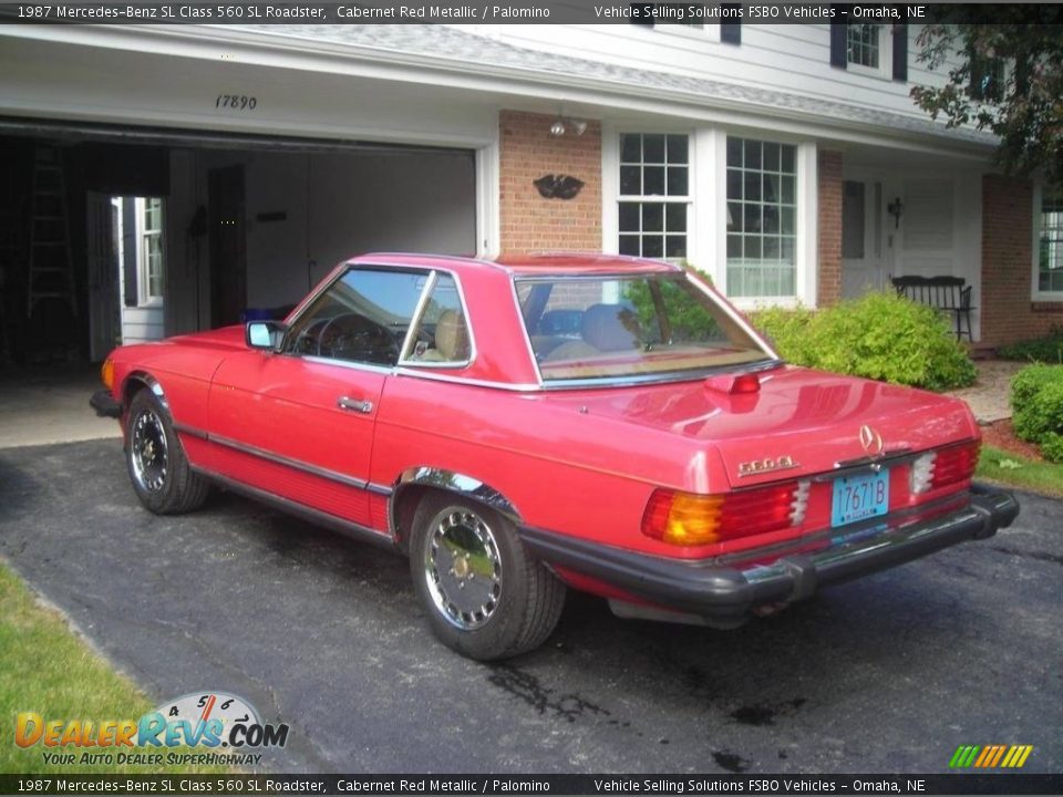 1987 Mercedes-Benz SL Class 560 SL Roadster Cabernet Red Metallic / Palomino Photo #4