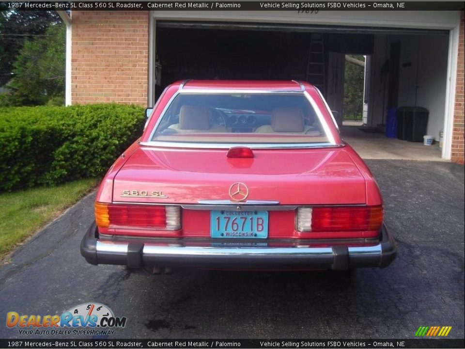 1987 Mercedes-Benz SL Class 560 SL Roadster Cabernet Red Metallic / Palomino Photo #5