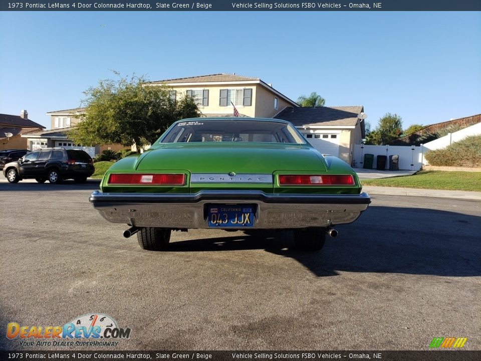 1973 Pontiac LeMans 4 Door Colonnade Hardtop Slate Green / Beige Photo #11