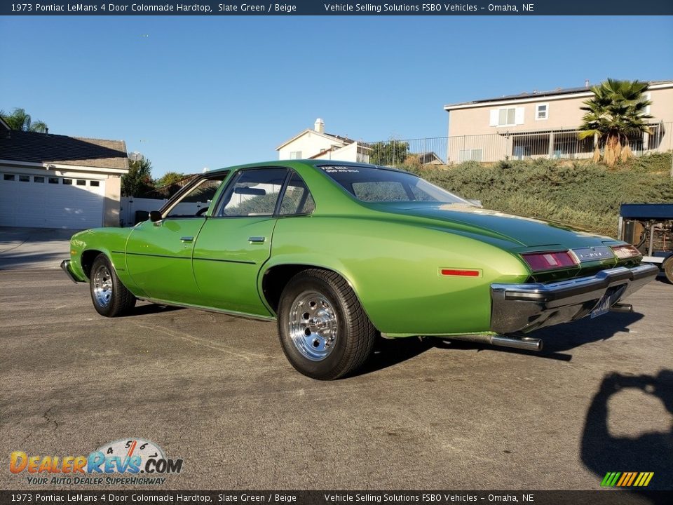 1973 Pontiac LeMans 4 Door Colonnade Hardtop Slate Green / Beige Photo #12