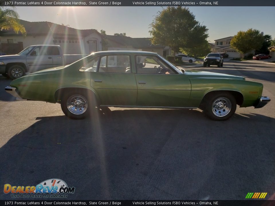 1973 Pontiac LeMans 4 Door Colonnade Hardtop Slate Green / Beige Photo #14