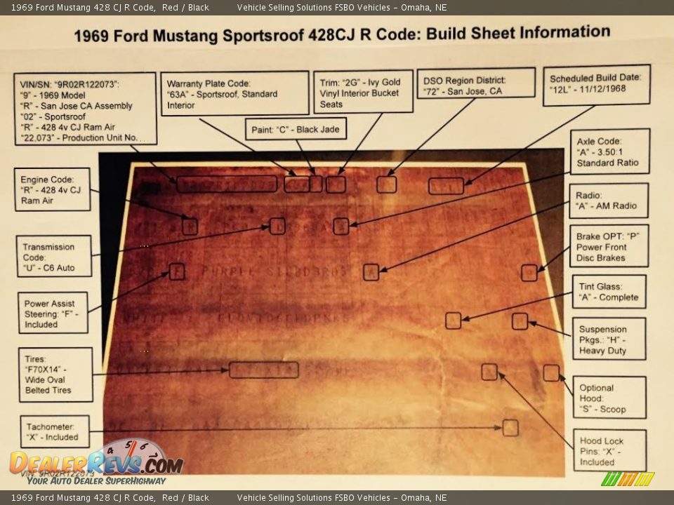 1969 Ford Mustang 428 CJ R Code Red / Black Photo #20