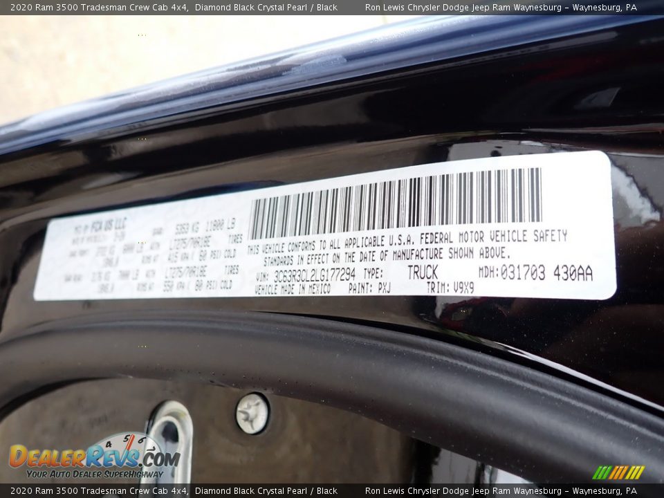 2020 Ram 3500 Tradesman Crew Cab 4x4 Diamond Black Crystal Pearl / Black Photo #15