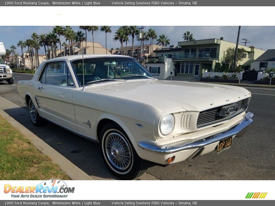 1966 Ford Mustang Coupe Wimbledon White / Light Blue Photo #1