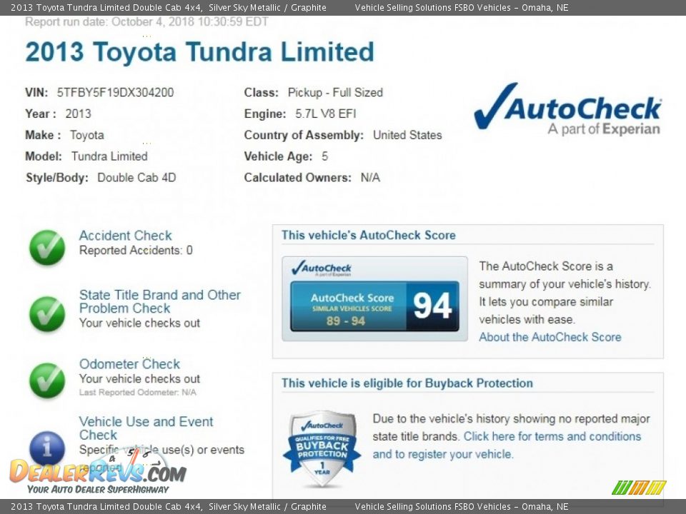 Dealer Info of 2013 Toyota Tundra Limited Double Cab 4x4 Photo #2