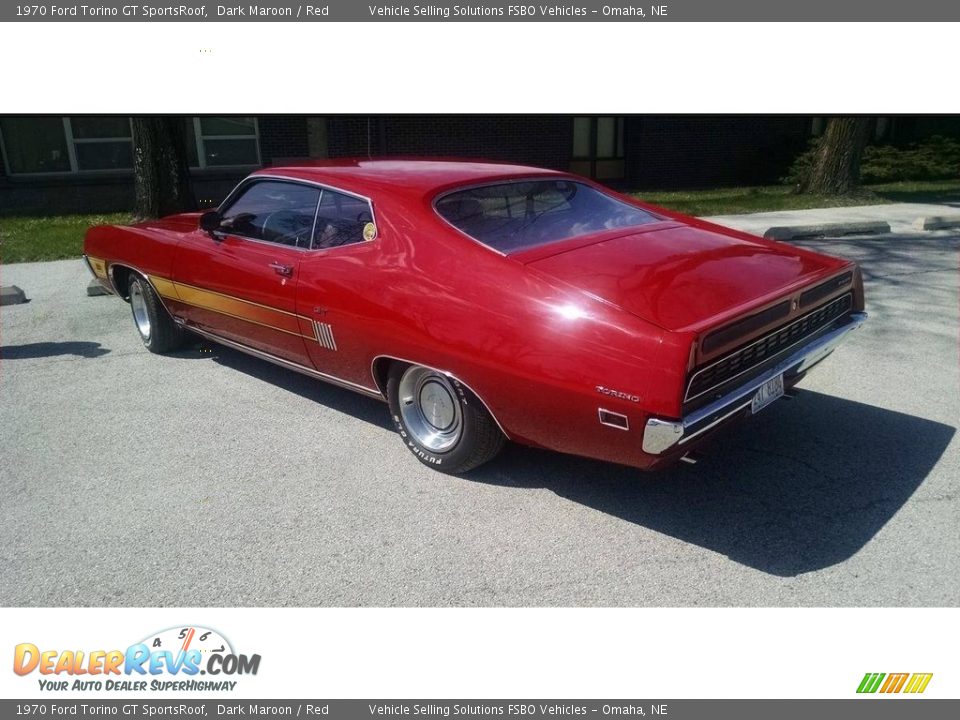 1970 Ford Torino GT SportsRoof Dark Maroon / Red Photo #2