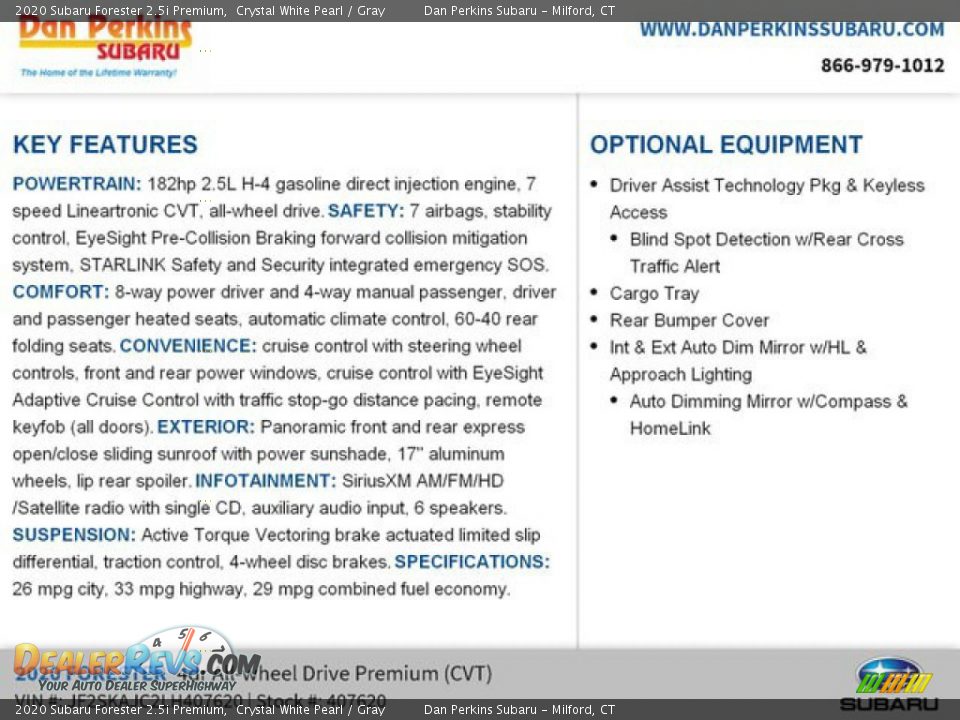 2020 Subaru Forester 2.5i Premium Crystal White Pearl / Gray Photo #16