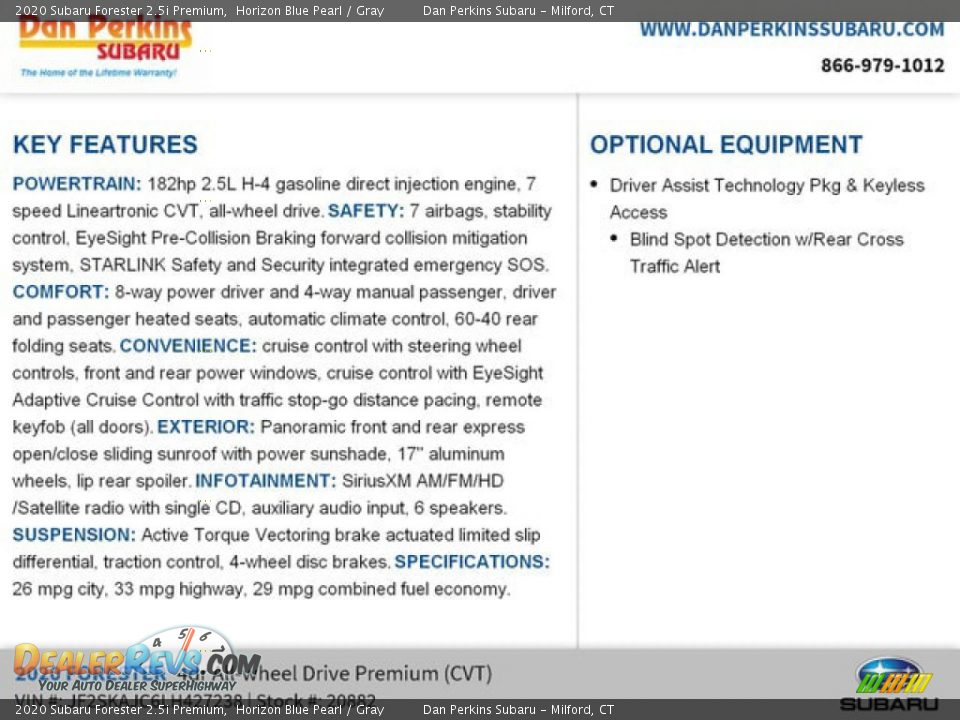 2020 Subaru Forester 2.5i Premium Horizon Blue Pearl / Gray Photo #16