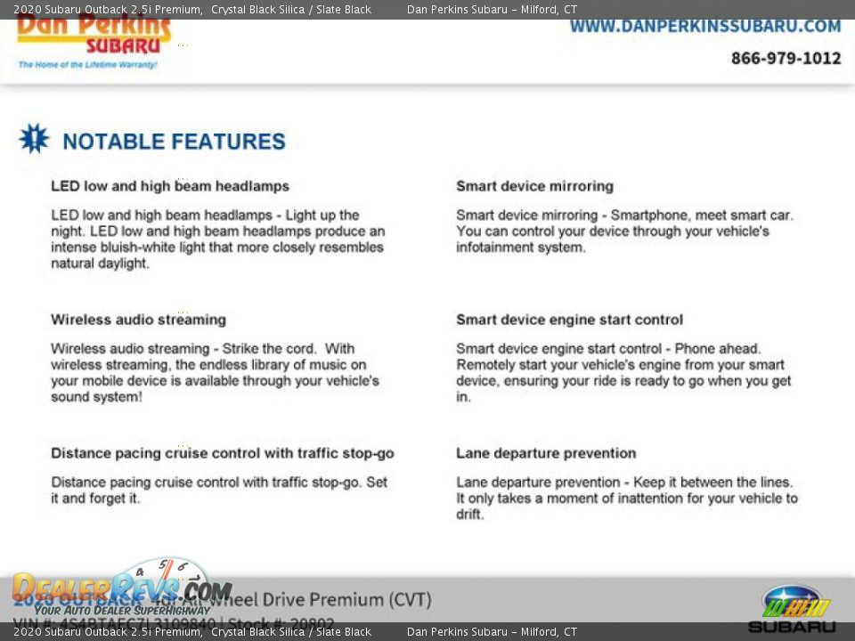 2020 Subaru Outback 2.5i Premium Crystal Black Silica / Slate Black Photo #15