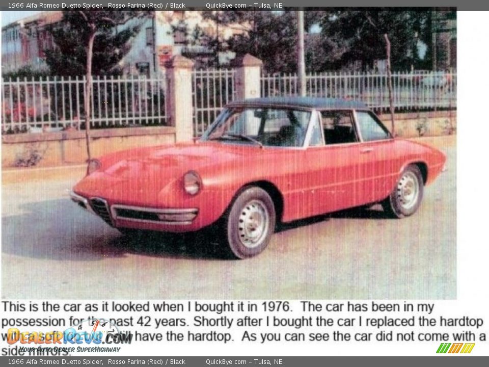 1966 Alfa Romeo Duetto Spider Rosso Farina (Red) / Black Photo #9