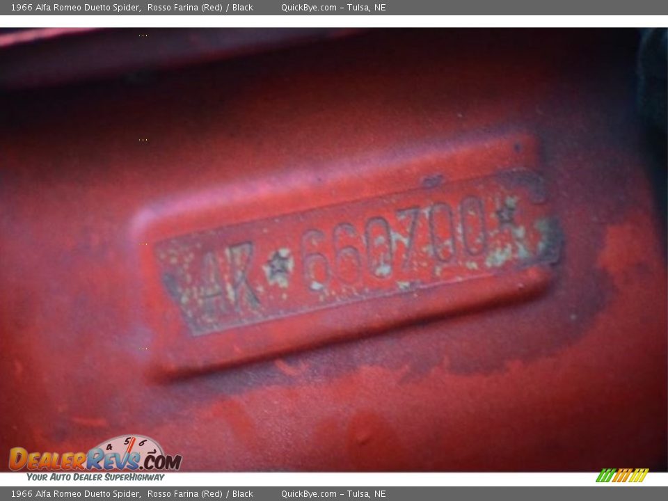 Info Tag of 1966 Alfa Romeo Duetto Spider Photo #20