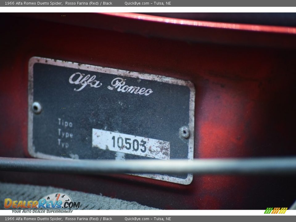 Info Tag of 1966 Alfa Romeo Duetto Spider Photo #21