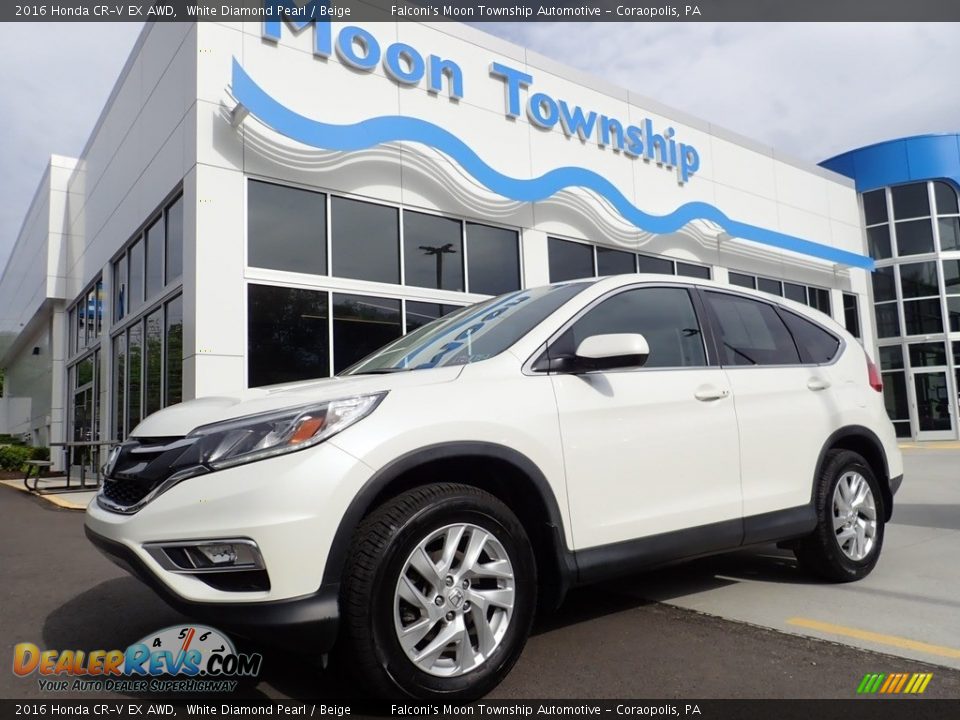 2016 Honda CR-V EX AWD White Diamond Pearl / Beige Photo #1