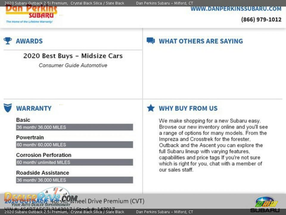 2020 Subaru Outback 2.5i Premium Crystal Black Silica / Slate Black Photo #17