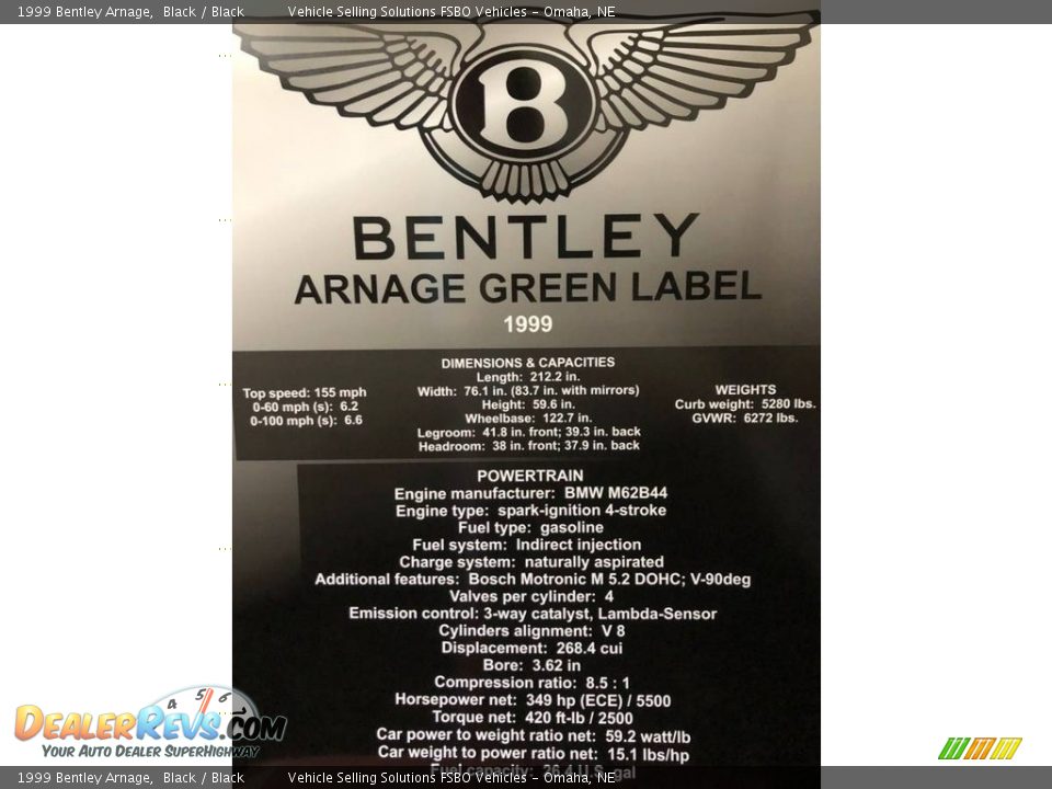 1999 Bentley Arnage Black / Black Photo #19