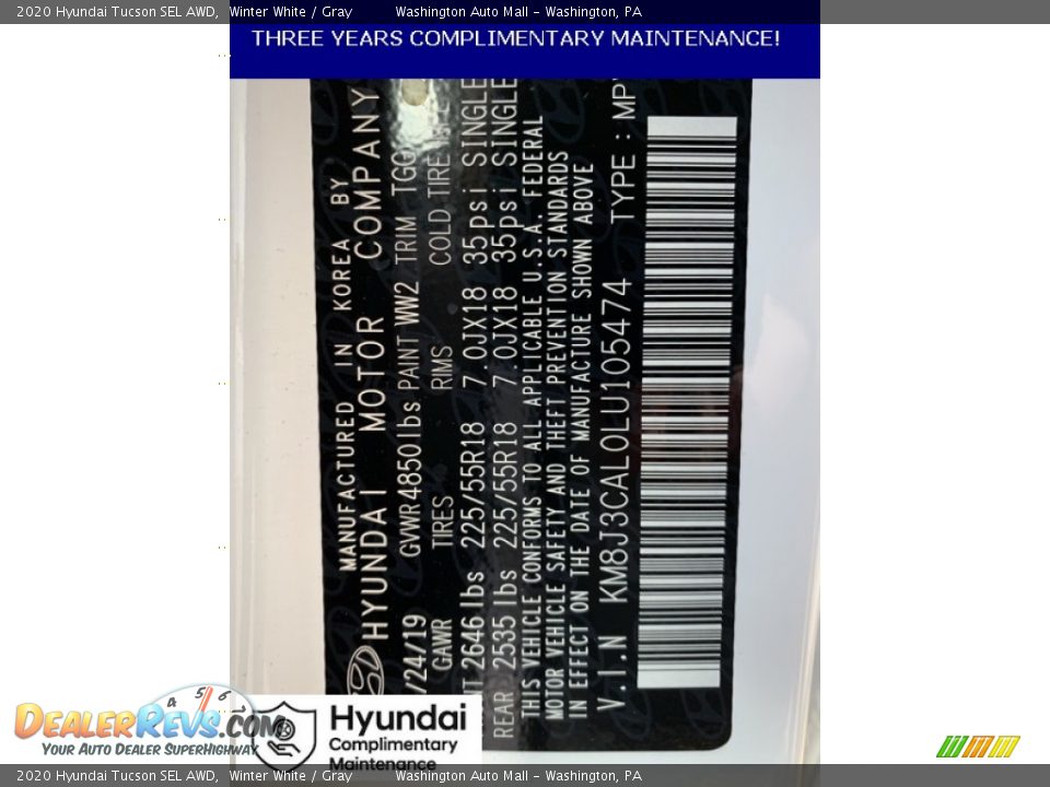 2020 Hyundai Tucson SEL AWD Winter White / Gray Photo #10
