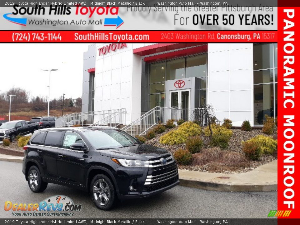 2019 Toyota Highlander Hybrid Limited AWD Midnight Black Metallic / Black Photo #1