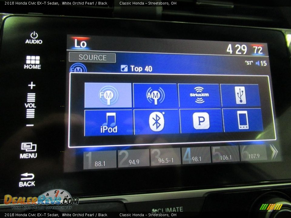 2018 Honda Civic EX-T Sedan White Orchid Pearl / Black Photo #36