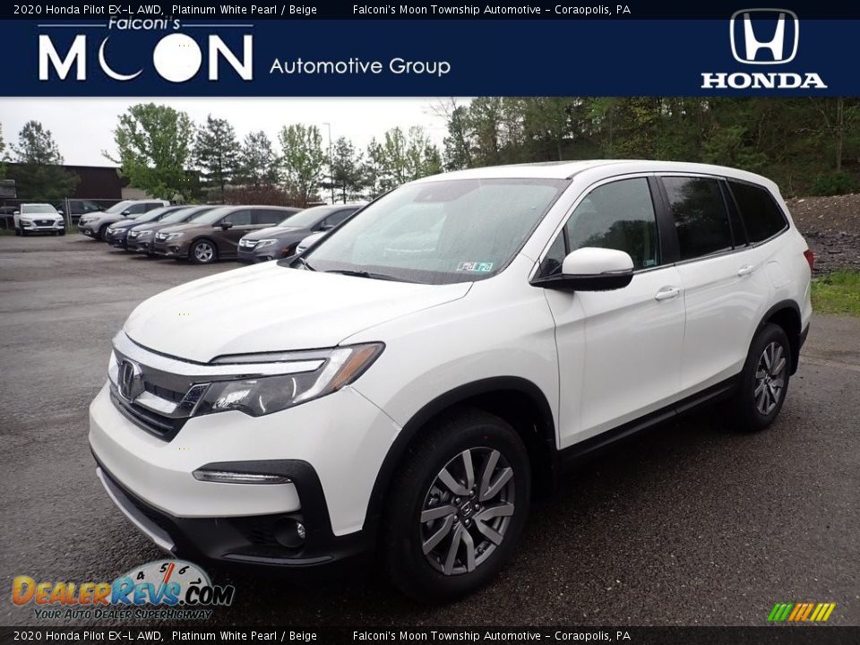 2020 Honda Pilot EX-L AWD Platinum White Pearl / Beige Photo #1