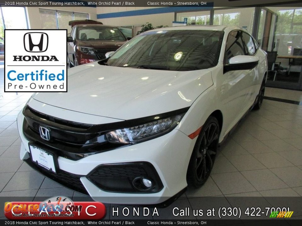 2018 Honda Civic Sport Touring Hatchback White Orchid Pearl / Black Photo #1