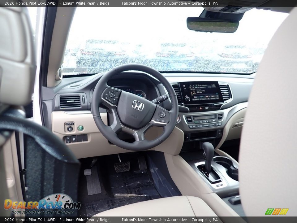 2020 Honda Pilot EX-L AWD Platinum White Pearl / Beige Photo #10