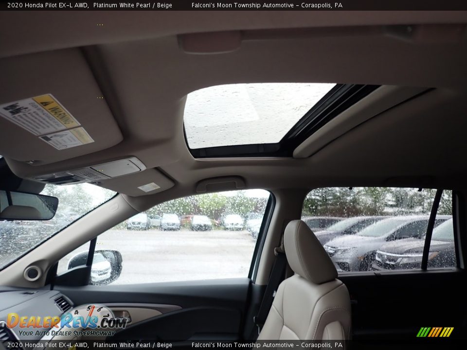 2020 Honda Pilot EX-L AWD Platinum White Pearl / Beige Photo #13