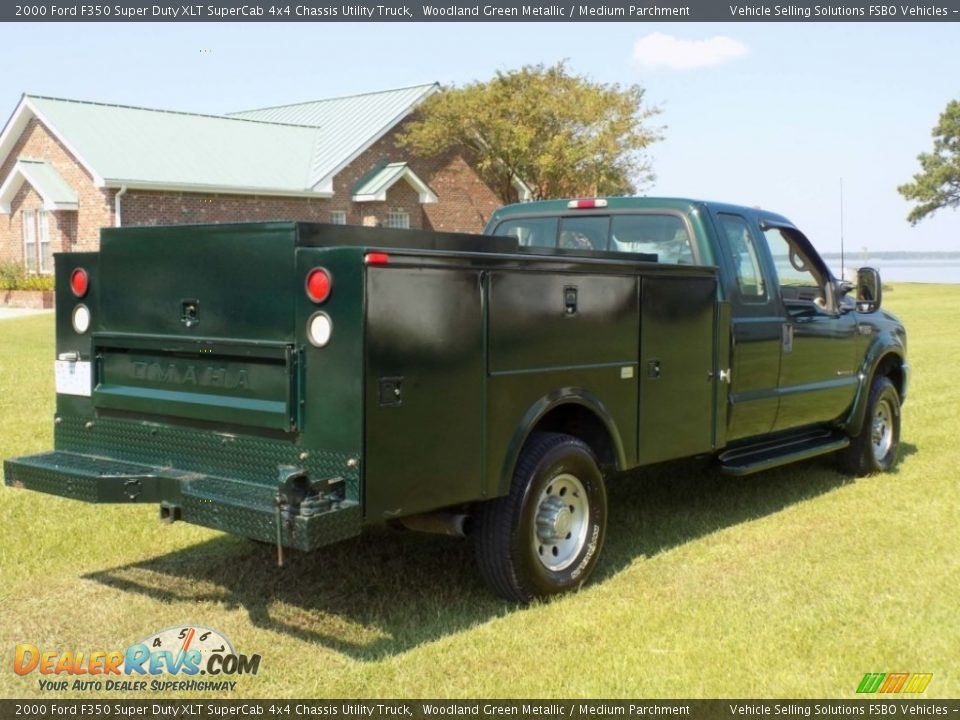 2000 Ford F350 Super Duty XLT SuperCab 4x4 Chassis Utility Truck Woodland Green Metallic / Medium Parchment Photo #11