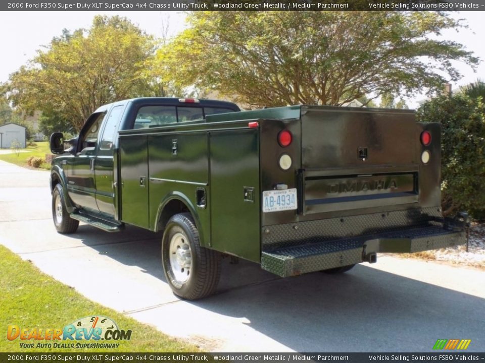 2000 Ford F350 Super Duty XLT SuperCab 4x4 Chassis Utility Truck Woodland Green Metallic / Medium Parchment Photo #12