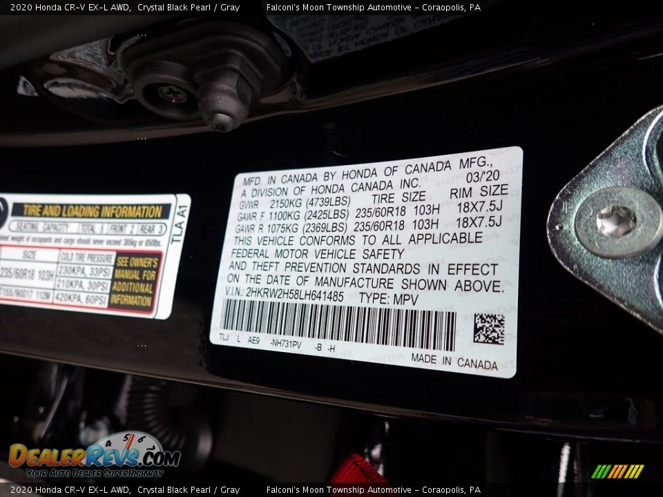 2020 Honda CR-V EX-L AWD Crystal Black Pearl / Gray Photo #12