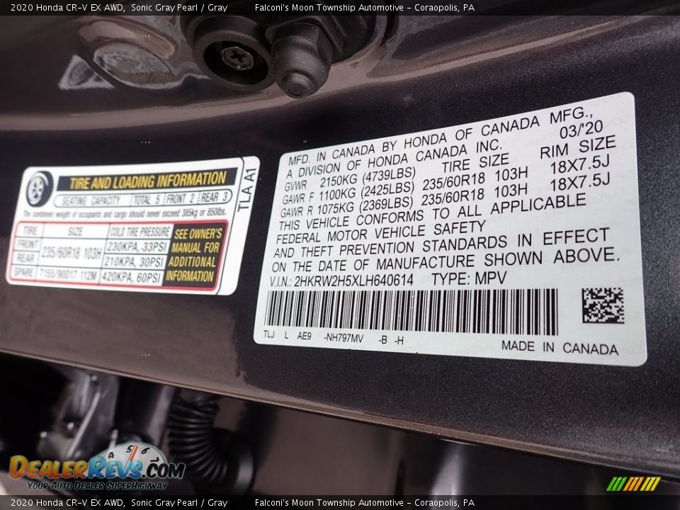 2020 Honda CR-V EX AWD Sonic Gray Pearl / Gray Photo #12