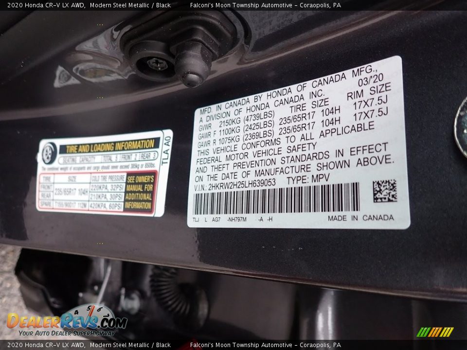 2020 Honda CR-V LX AWD Modern Steel Metallic / Black Photo #13