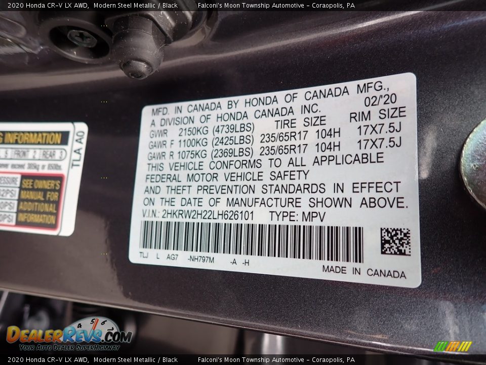 2020 Honda CR-V LX AWD Modern Steel Metallic / Black Photo #14