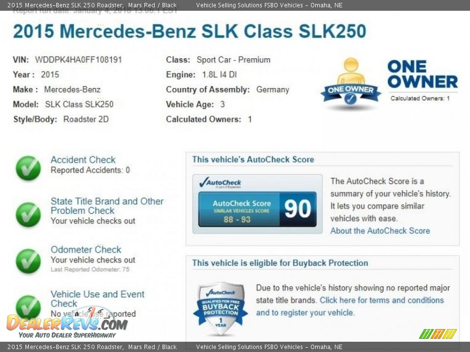 Dealer Info of 2015 Mercedes-Benz SLK 250 Roadster Photo #2