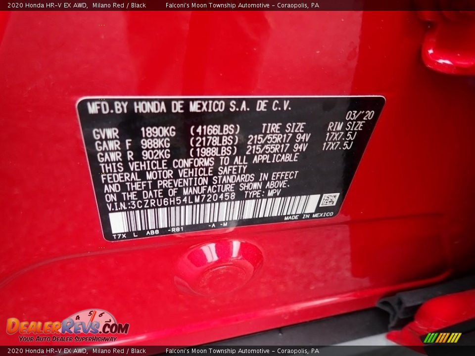 2020 Honda HR-V EX AWD Milano Red / Black Photo #12