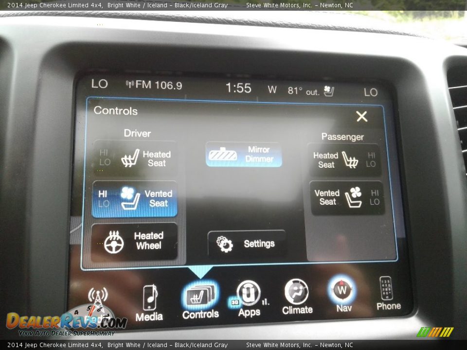 2014 Jeep Cherokee Limited 4x4 Bright White / Iceland - Black/Iceland Gray Photo #25