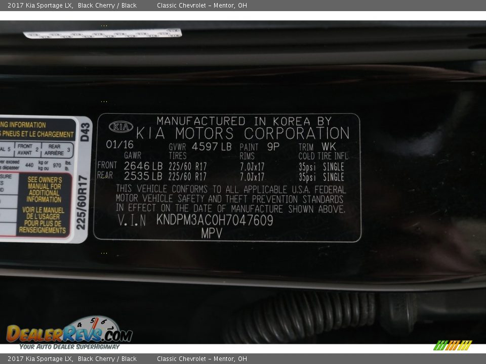 2017 Kia Sportage LX Black Cherry / Black Photo #27